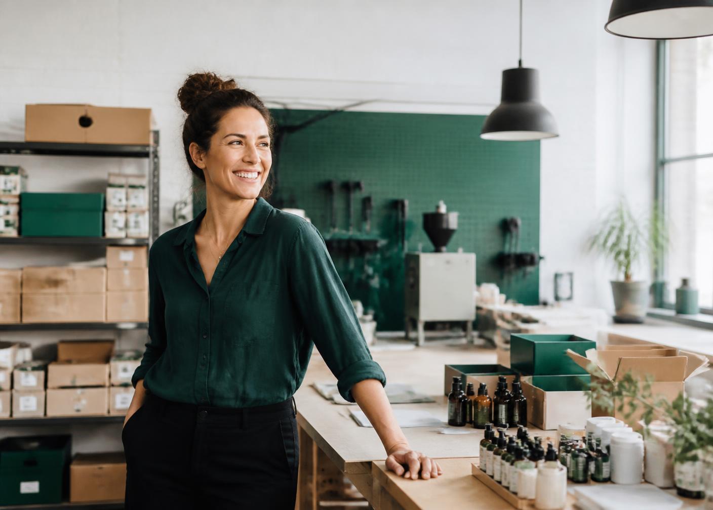 Business owner in a modern product workshop